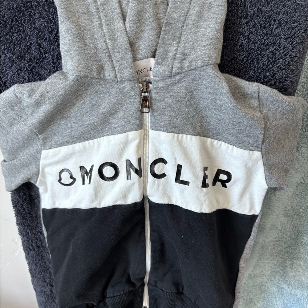 Moncler Gray and Black Toddle Hoodie